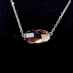 🇦🇹 Swarovski Pink Crystal & Rhodium Plated Necklace